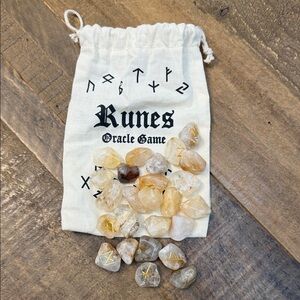 Rune Oracle Game Set with Gold and Brown Stones